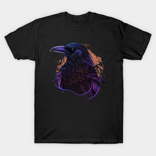 Raven Graphic Goth Black Crow T-Shirt by Linco